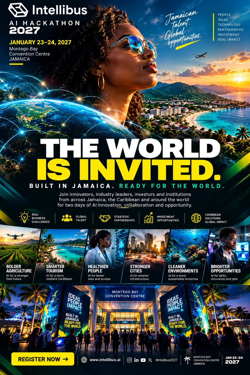 The World Is Invited — Intellibus campaign poster